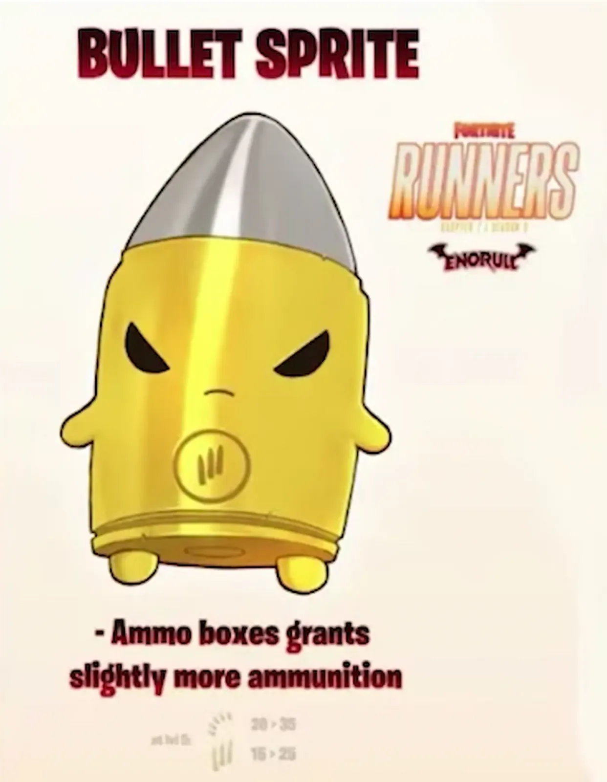 Diseño ganador del Bullet Sprite de Fortnite: un espíritu con forma de bala de punta plateada