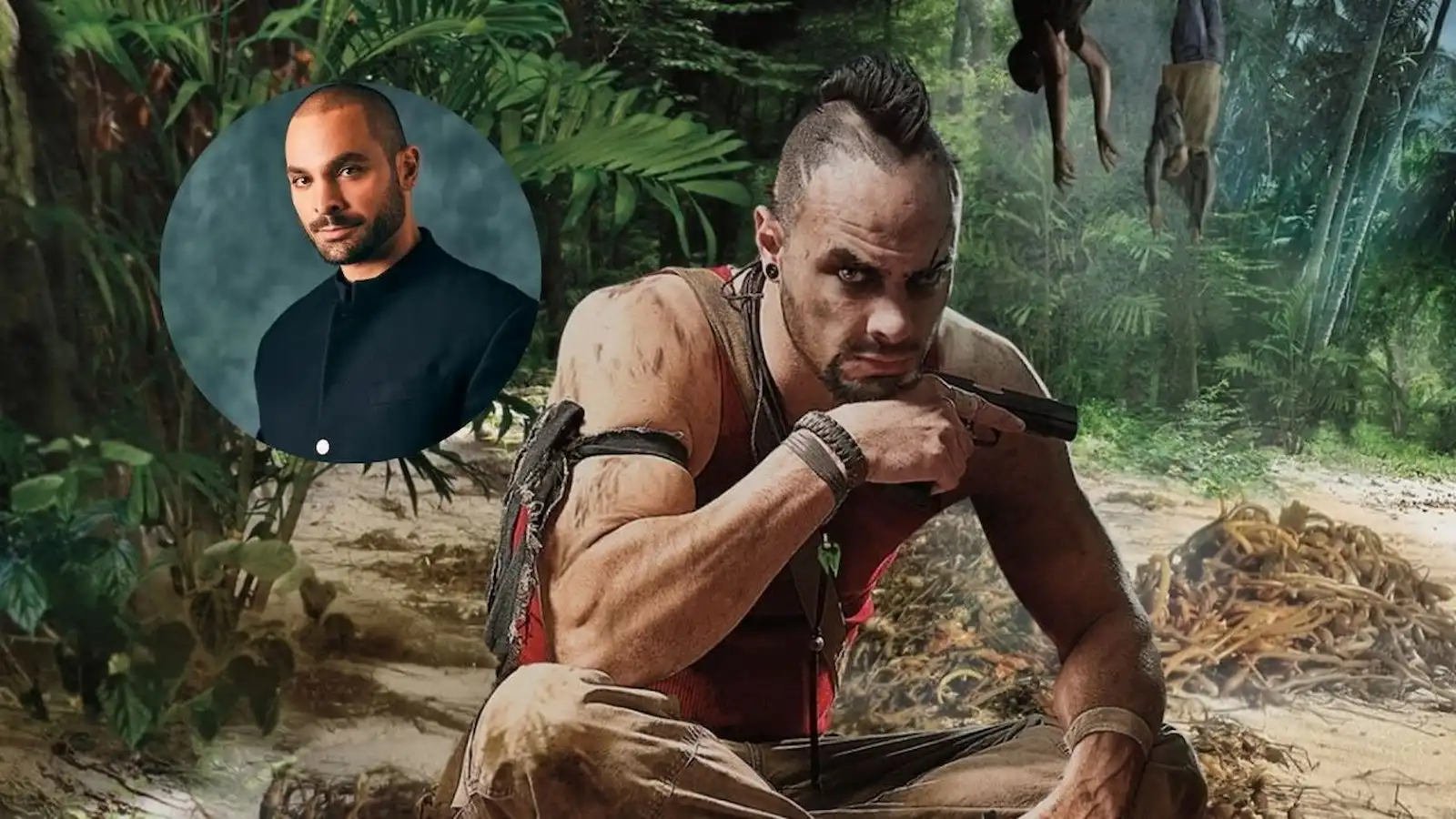 Michael Mando junto a Vaas Montenegro, el villano que interpretó en Far Cry 3