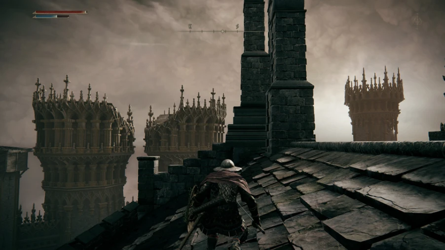 Torres y murallas entre la niebla en el mundo abierto de ELDEN RING Tarnished Edition