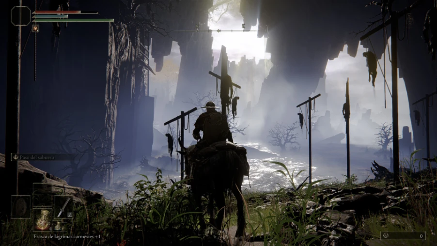 El Tiznado montado en Torrent bajo un haz de luz en ELDEN RING Tarnished Edition