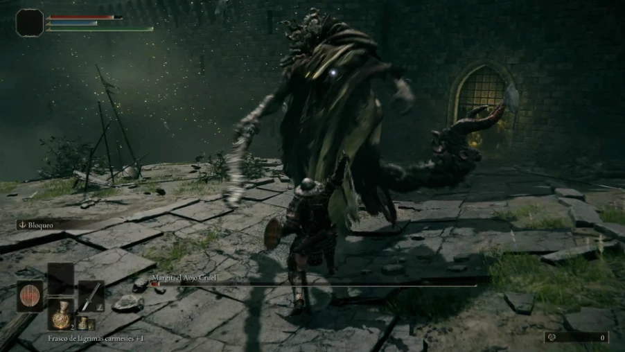 Enemigo acorazado con lanza frente al jugador en ELDEN RING Tarnished Edition en Nintendo Switch 2