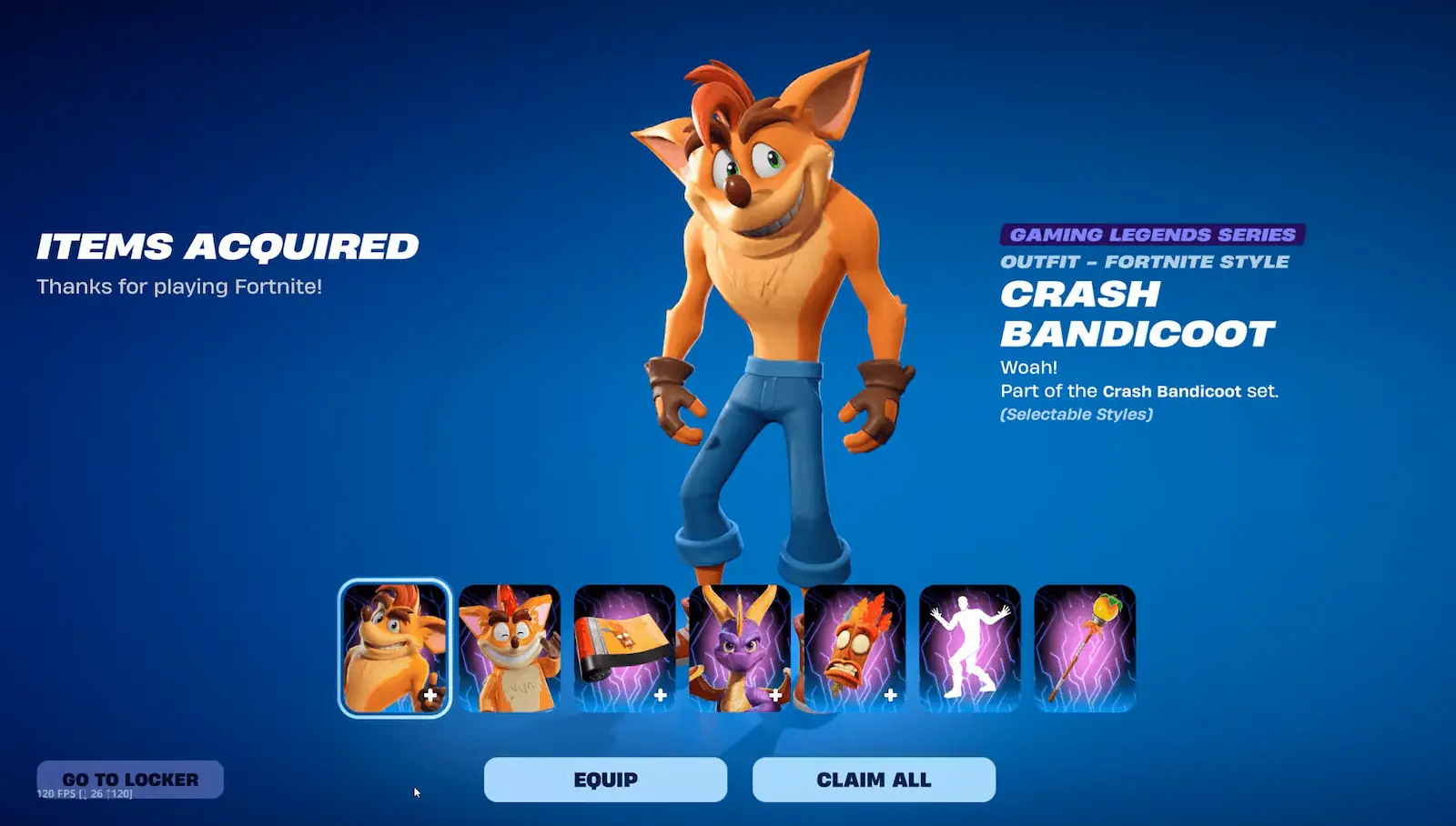 Fortnite - Crash Bandicoot skinFortnite - Crash Bandicoot skin