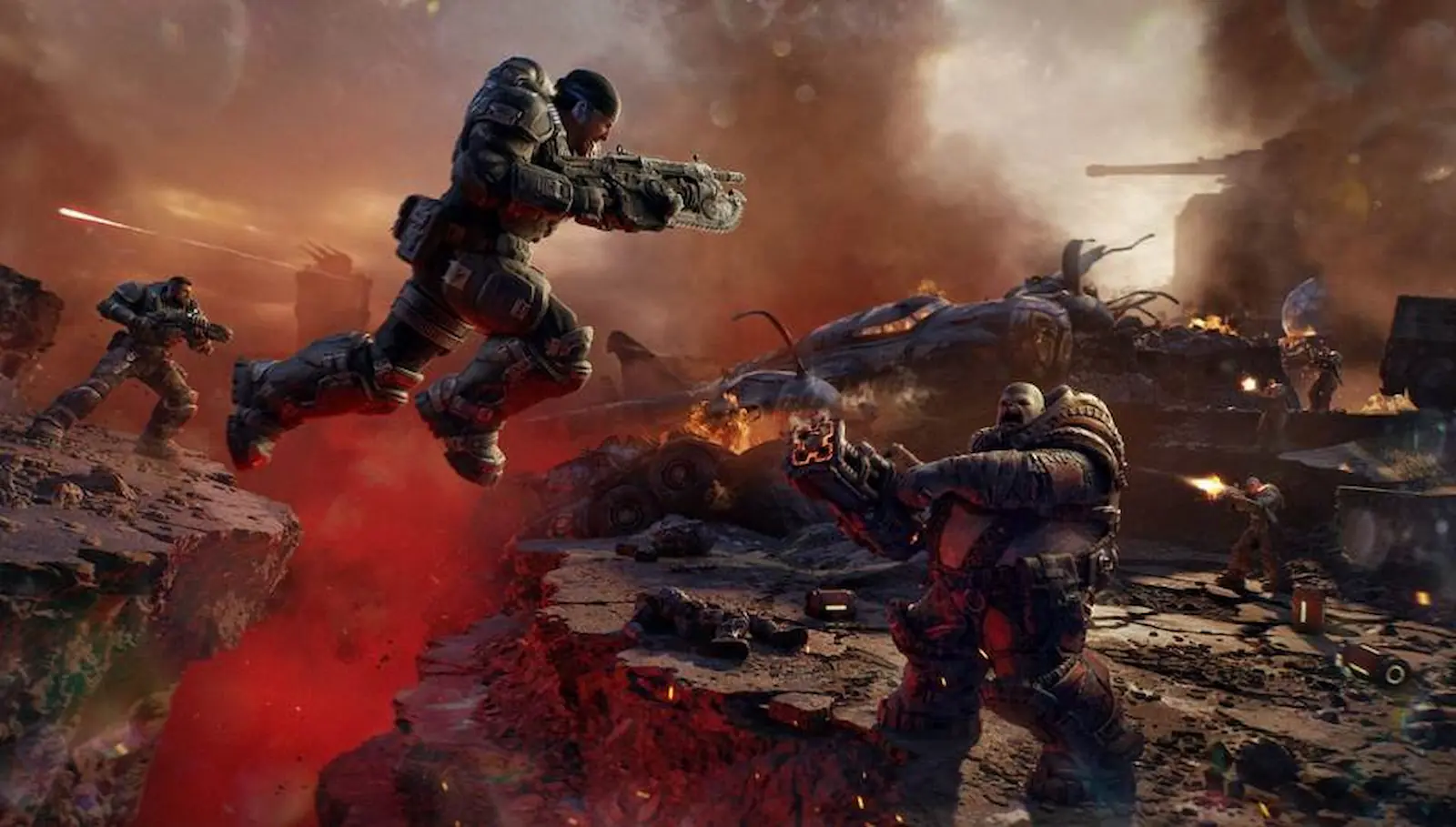 Escuadrón COG combate contra los Locust en el multijugador de Gears of War: E-Day