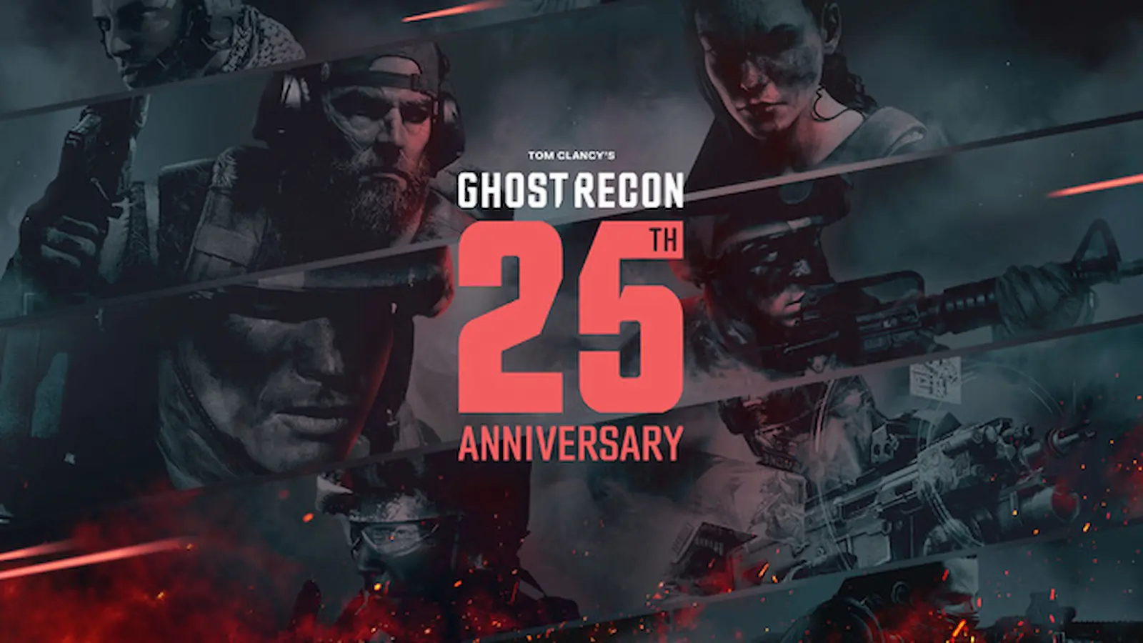Arte oficial por los 25 años de Ghost Recon, con personajes de distintas entregas de la saga táctica de Ubisoft