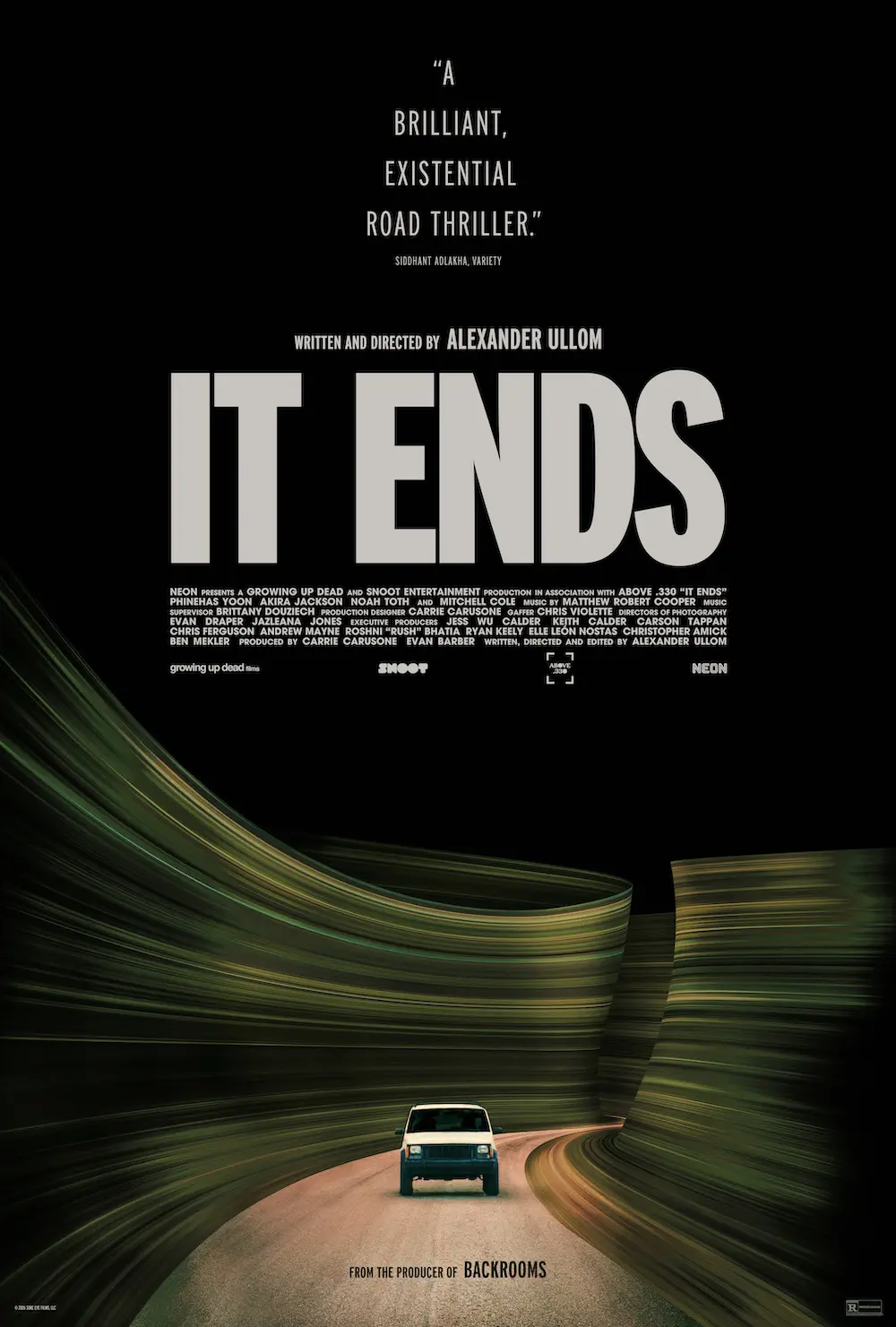 Póster oficial de It Ends, la ópera prima de Alex Ullom distribuida por NEON