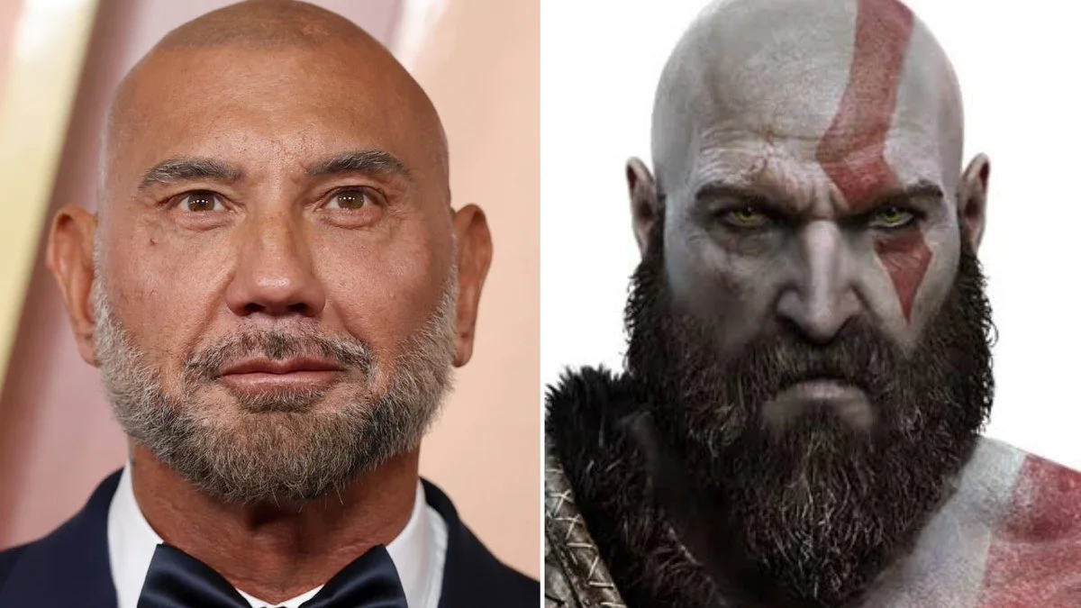 Dave Bautista en una alfombra roja al lado del Kratos de God of War, la comparación que hacen los fans por el recast