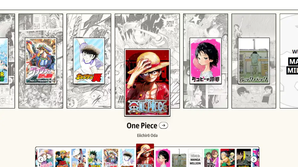 Catálogo de Manga Million mostrando la ficha de One Piece entre los mangas gratis disponibles