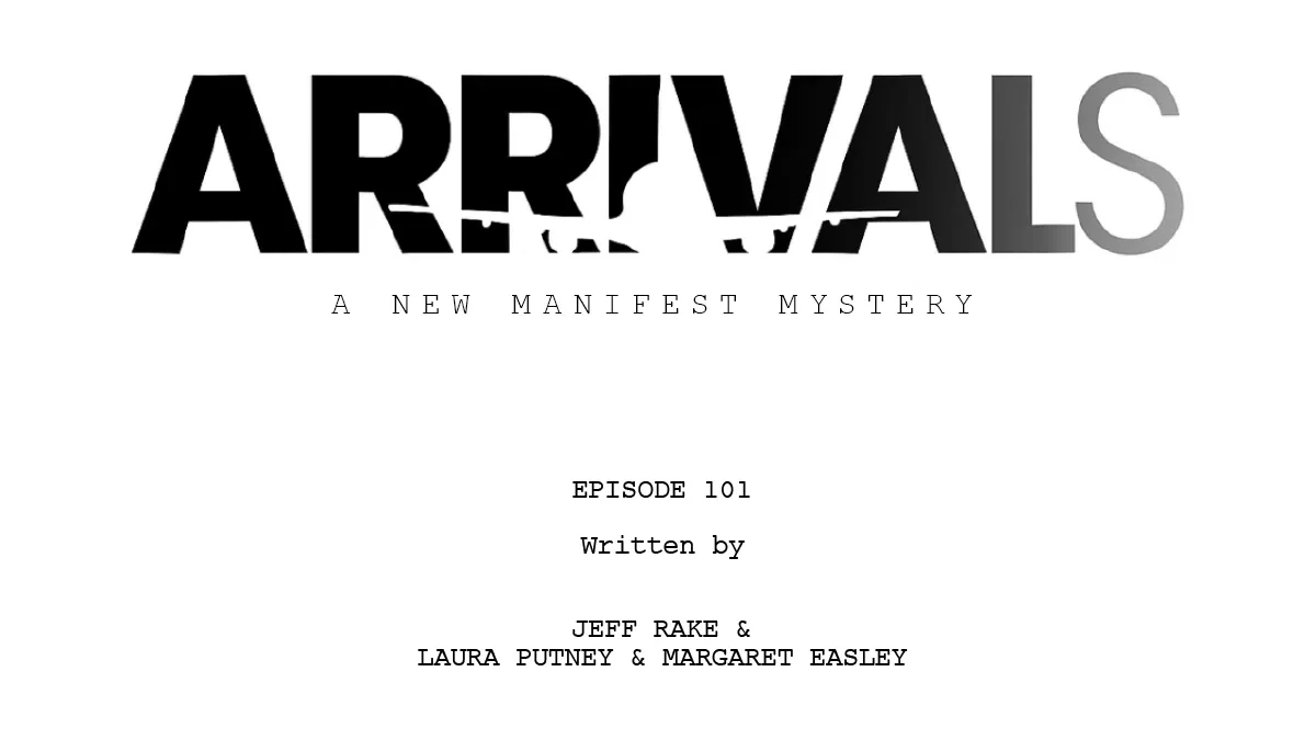 Portada del guion del episodio 101 de Arrivals: A New Manifest Mystery, el spin off de Manifest