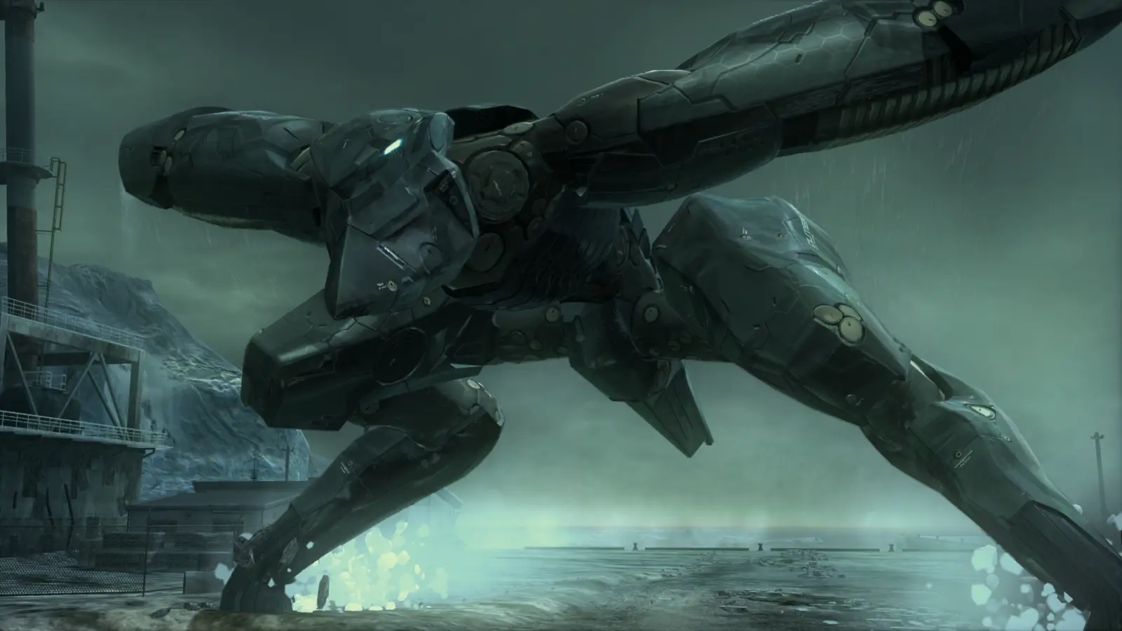 El mecha Metal Gear RAY emergiendo del agua en Metal Gear Solid 4