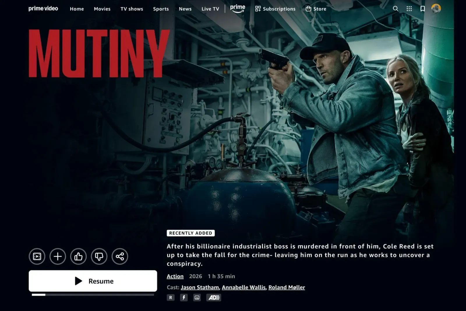 Captura de Prime Video con Mutiny completa disponible en la ficha del producto