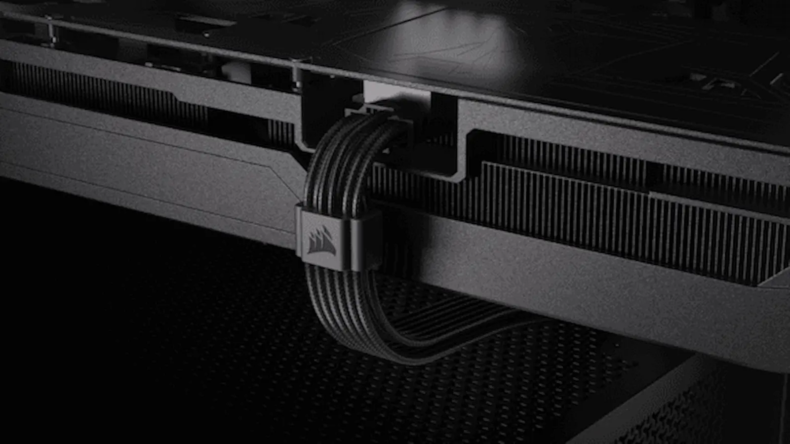 Detalle del sensor del cable ThermalProtect a 30 milímetros del conector de la placa de video