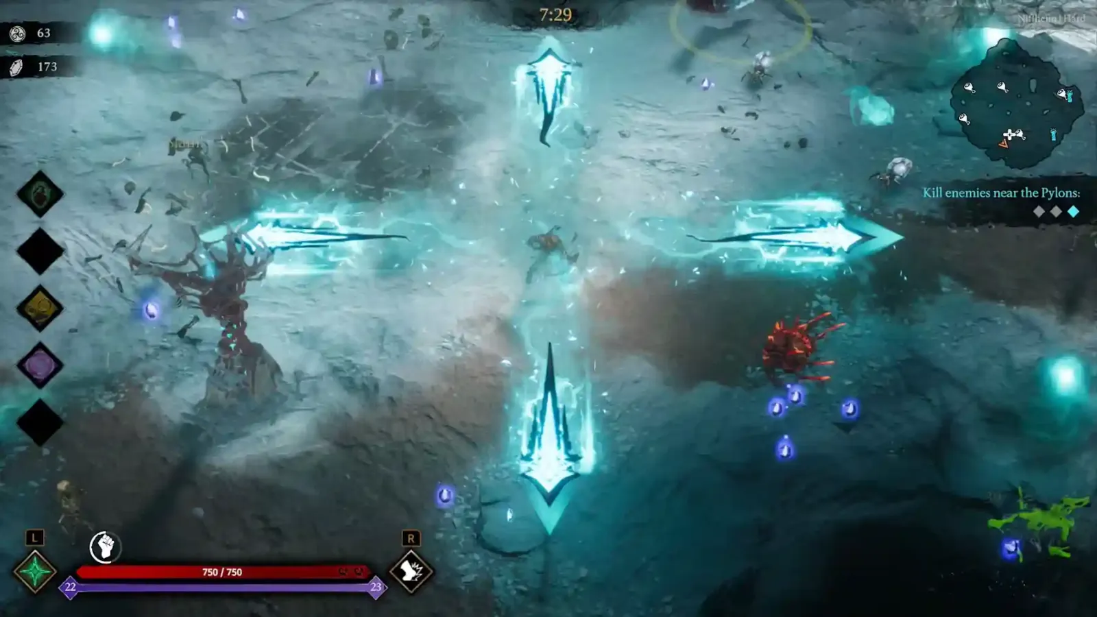 Habilidad de hielo desplegada en pantalla durante una partida de Jotunnslayer Hordes of Hel