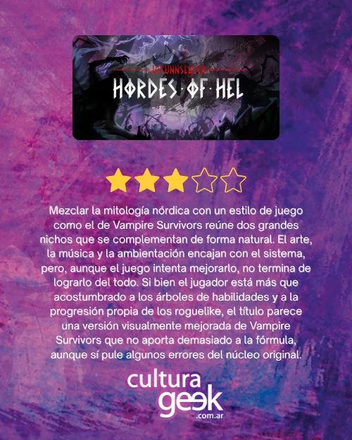Veredicto de Cultura Geek para Jotunnslayer Hordes of Hel: tres estrellas sobre cinco