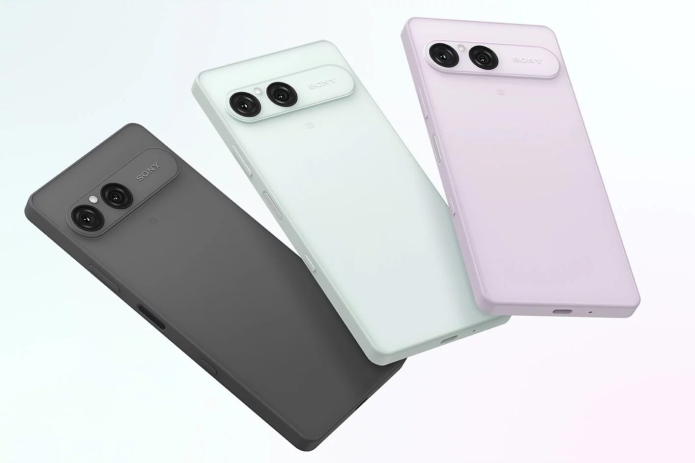 El Sony Xperia 10 VIII en sus tres colores: Frosted Grey, Frozen White y Misty Lilac