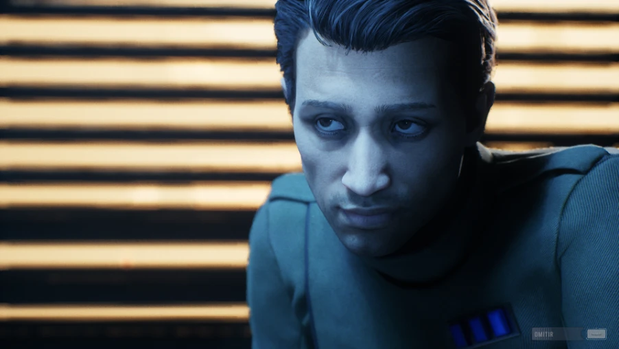 Primer plano de un personaje en una cinemática de Star Wars: Zero Company