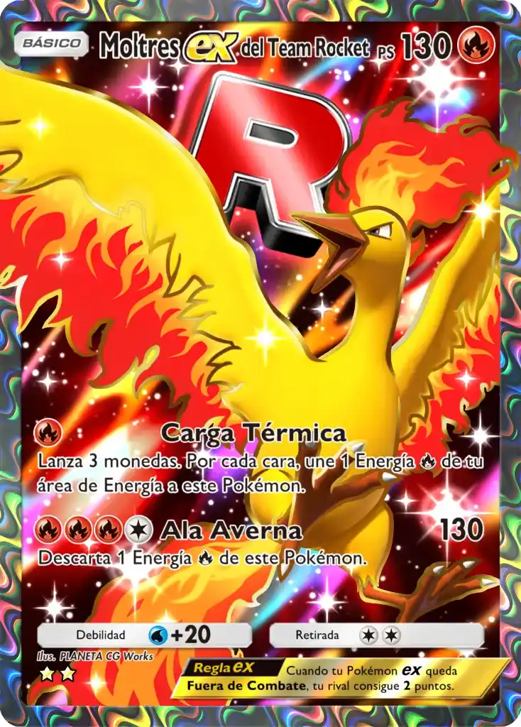 Carta Moltres ex del Team Rocket con 130 puntos de salud en Pokémon Pocket