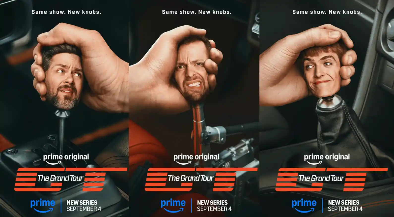 Afiche de la temporada 7 de The Grand Tour con el nuevo trio de presentadores