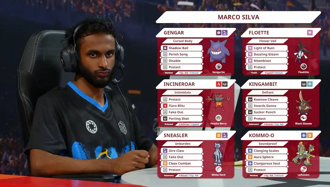 Marco Silva con su equipo de Pokémon en pantalla durante una partida de VGC