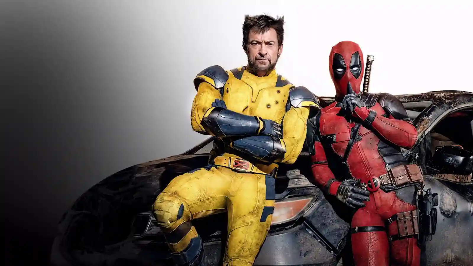 Hugh Jackman como Wolverine junto a Ryan Reynolds como Deadpool en la película Deadpool & Wolverine