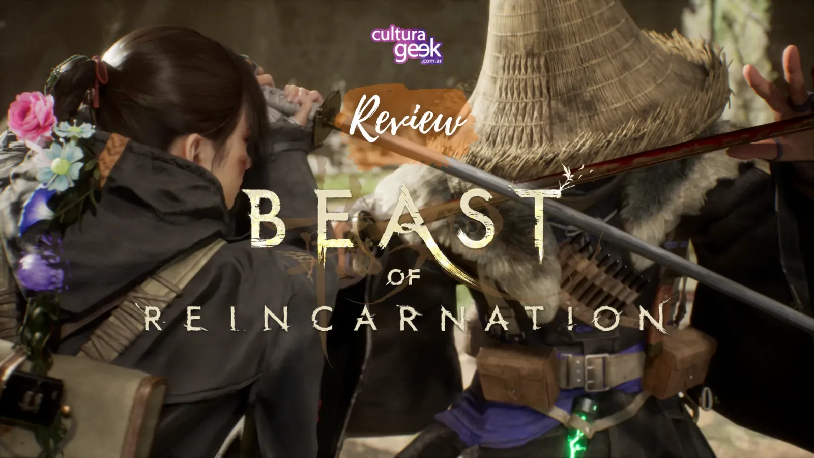 Portada de la review de Beast of Reincarnation con Emma de espaldas y su katana