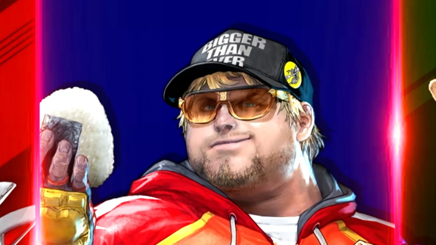 Bob sostiene un onigiri gigante en el arte oficial de su DLC para TEKKEN 8