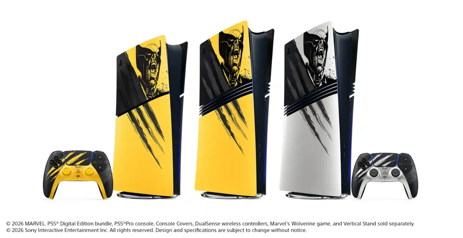 La colección completa de PS5 y accesorios de Marvel’s Wolverine: tres consolas y dos mandos DualSense