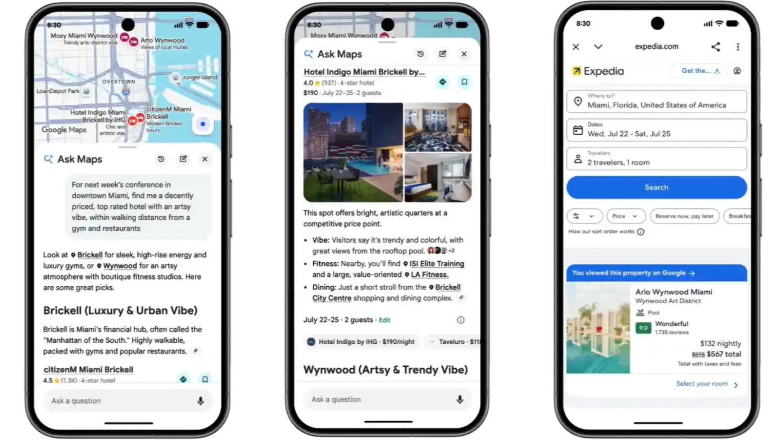 Ask Maps en Google Maps buscando hoteles y comparando precios en tiempo real