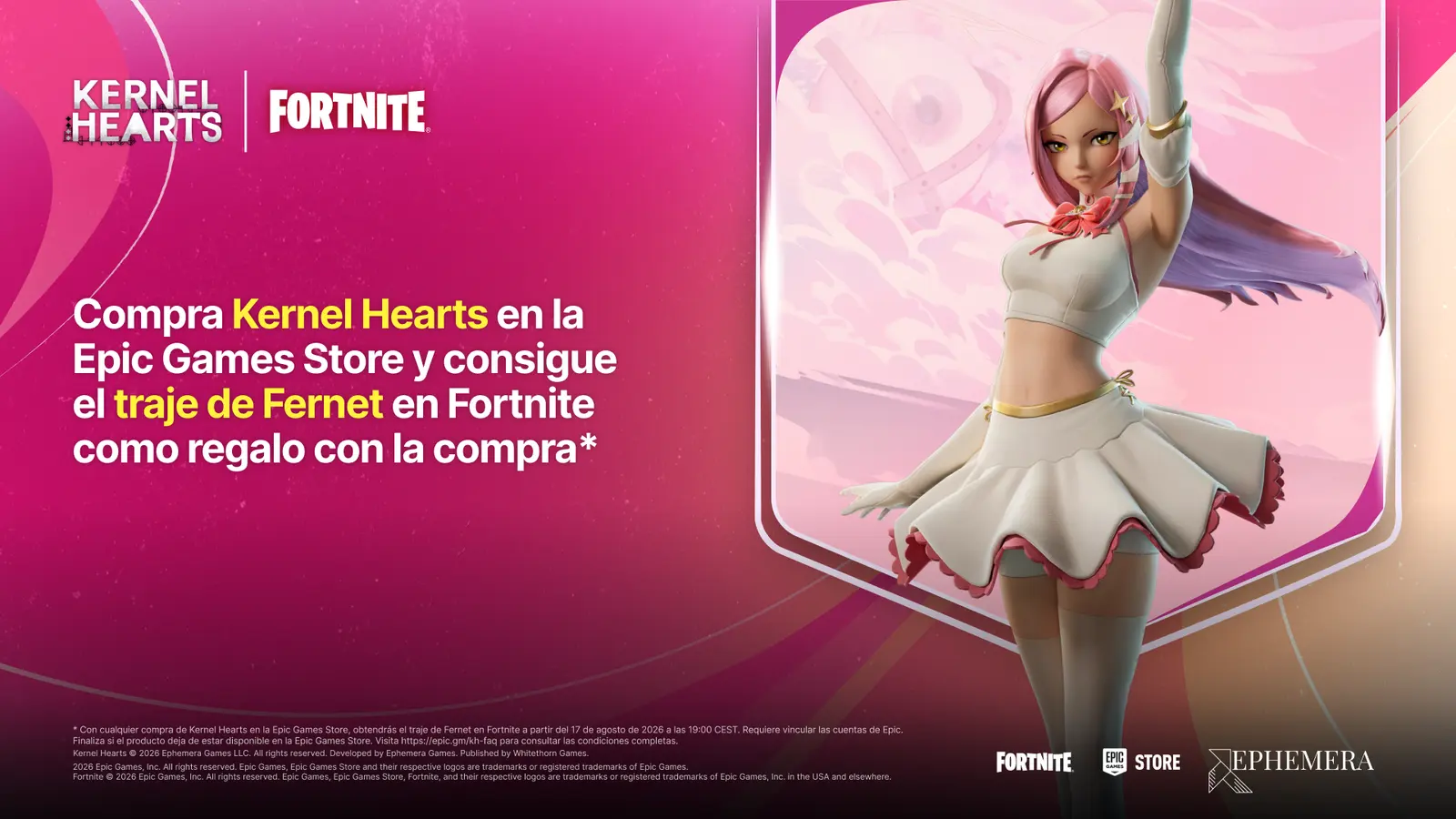 Promoción oficial de la Epic Games Store: el atuendo de Fernet en Fortnite de regalo por comprar Kernel Hearts