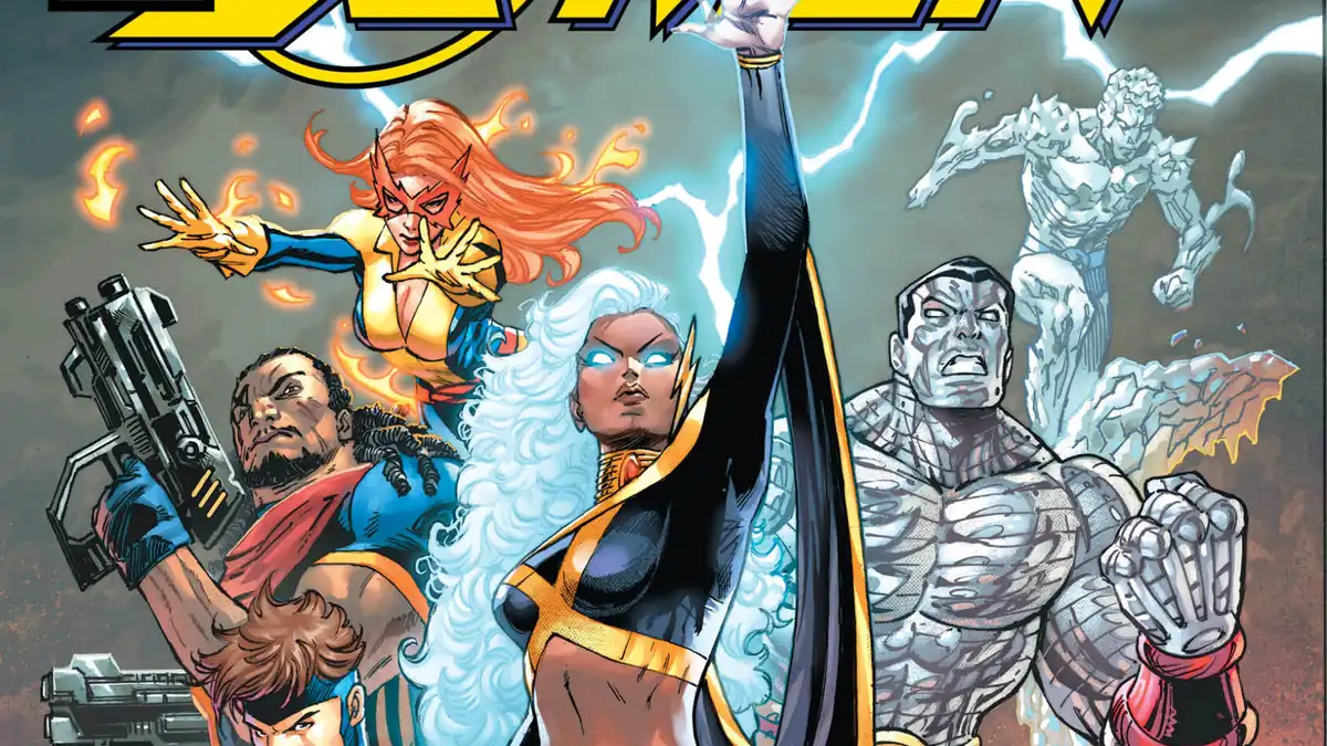 Portada de Maximum X-Men número 1 con Tormenta al frente del equipo, junto a Firestar, Bishop, Coloso e Iceman