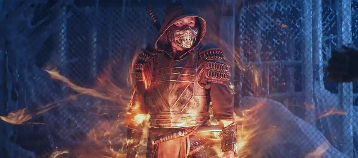 Scorpion envuelto en llamas en Mortal Kombat, el ancestro que rescata a Cole Young