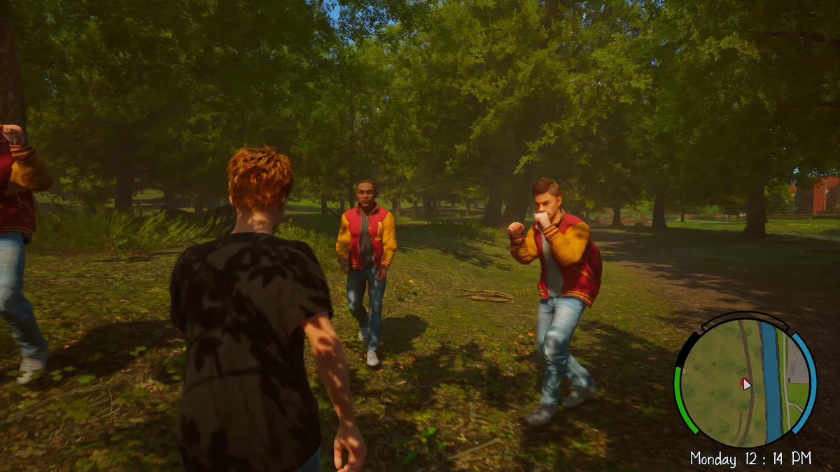 Captura de gameplay de Agefield High: Rock the School con el mapa y el reloj en pantalla