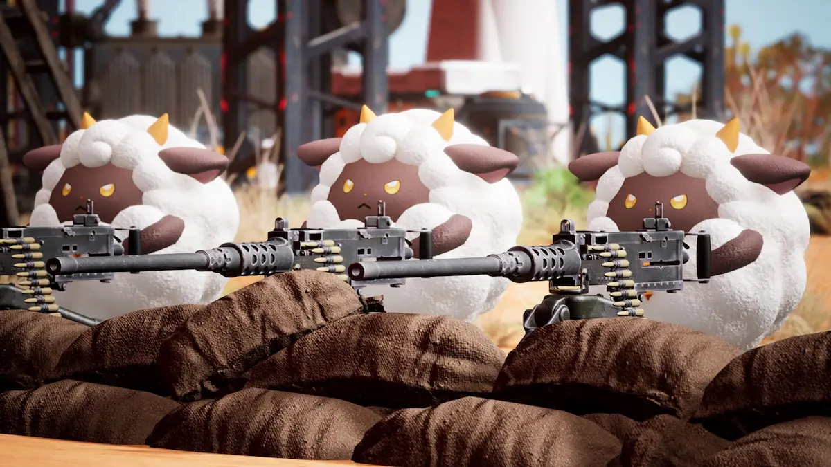 Captura de Palworld Online con Pals empuñando armas en combate