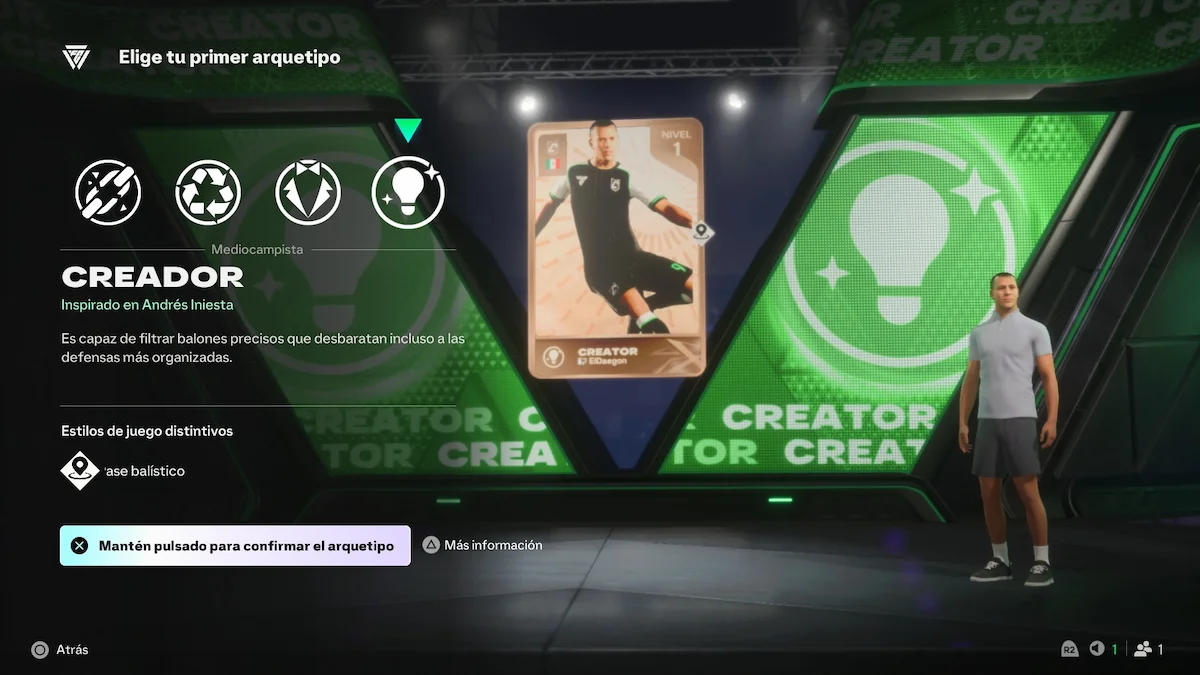Selección del arquetipo Creador, inspirado en Andrés Iniesta, en EA Sports FC 27