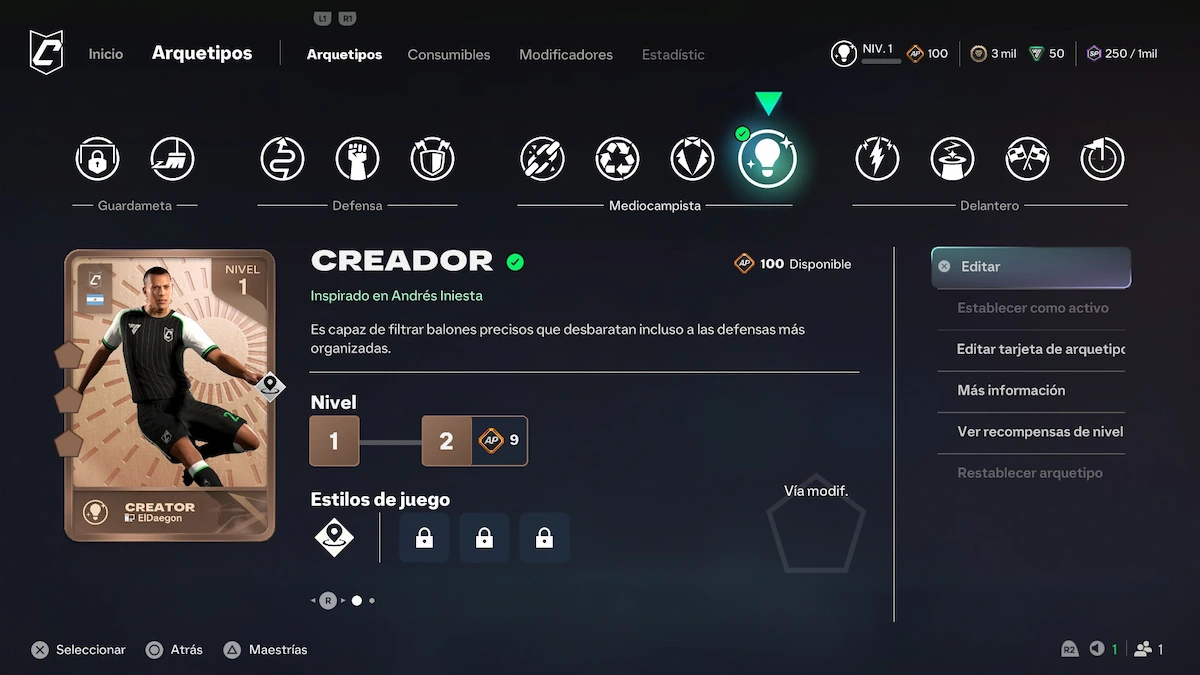 Árbol de habilidades del arquetipo Creador en The Grounds de EA Sports FC 27