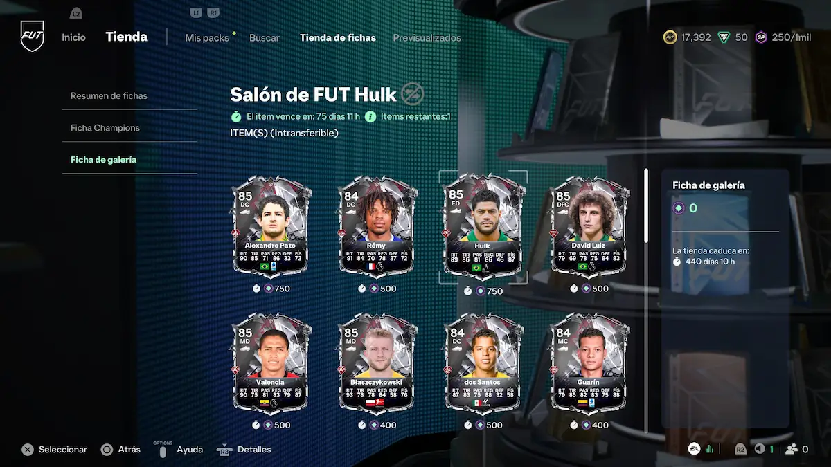 Tienda de fichas del Salón de FUT con cartas especiales en EA Sports FC 27