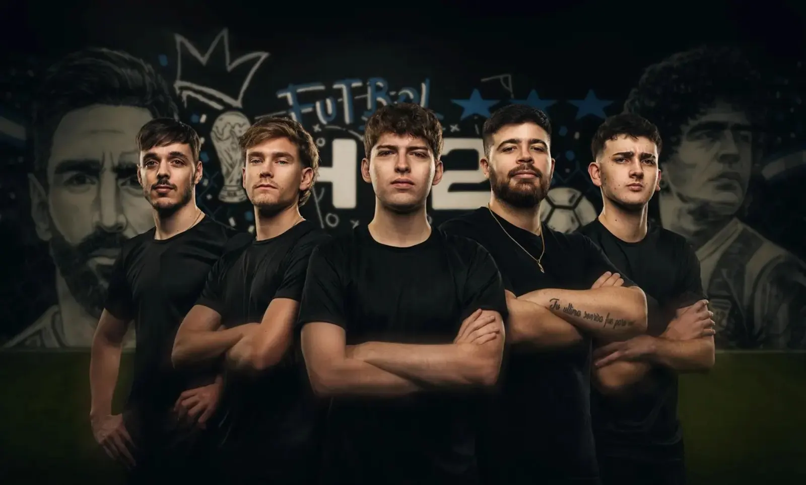 Davoo Xeneize, La Cobra, Teo D’Elia, Agusneta y Benito SDR, los cinco integrantes del programa de fútbol 412