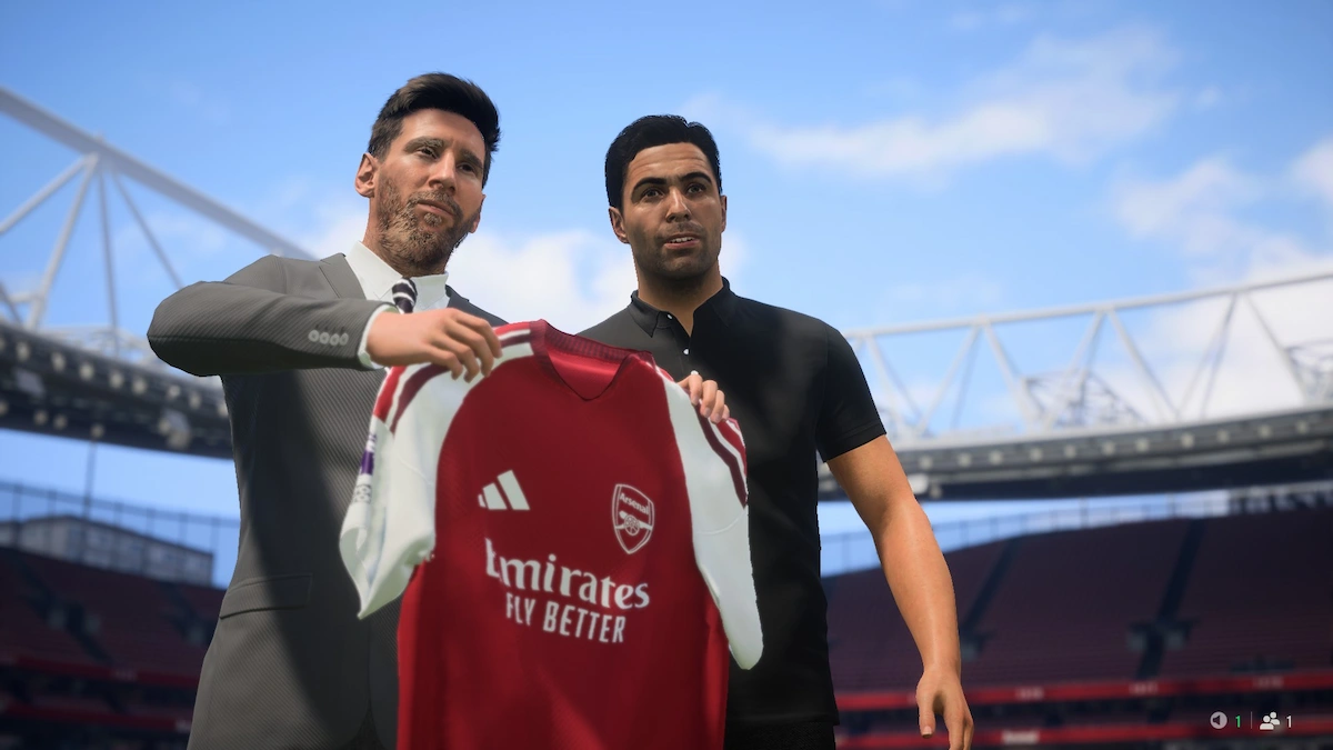 Presentación de Lionel Messi con la camiseta del Arsenal en el Modo Carrera de EA Sports FC 27