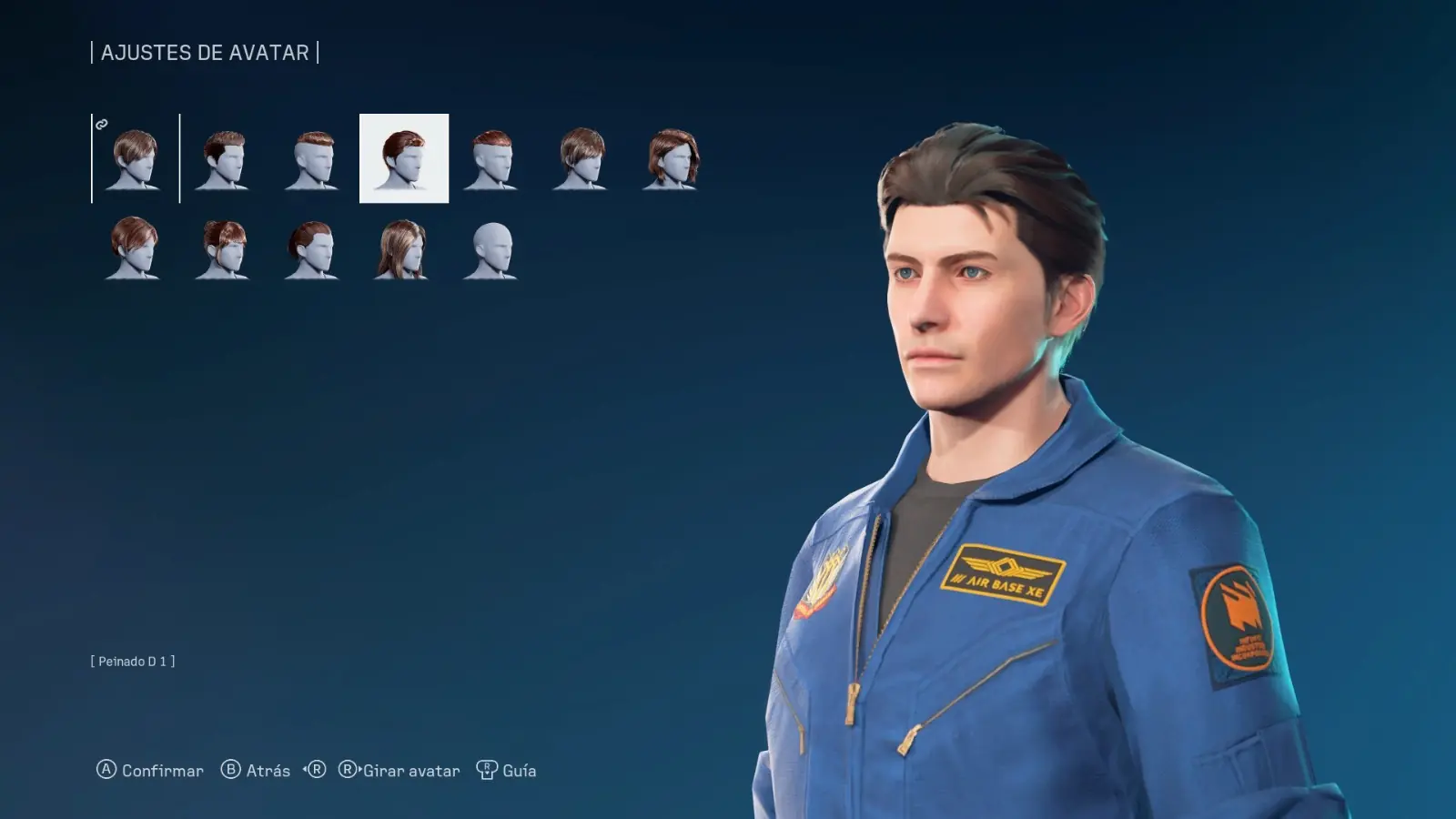 Pantalla de personalización facial del avatar en el modo online