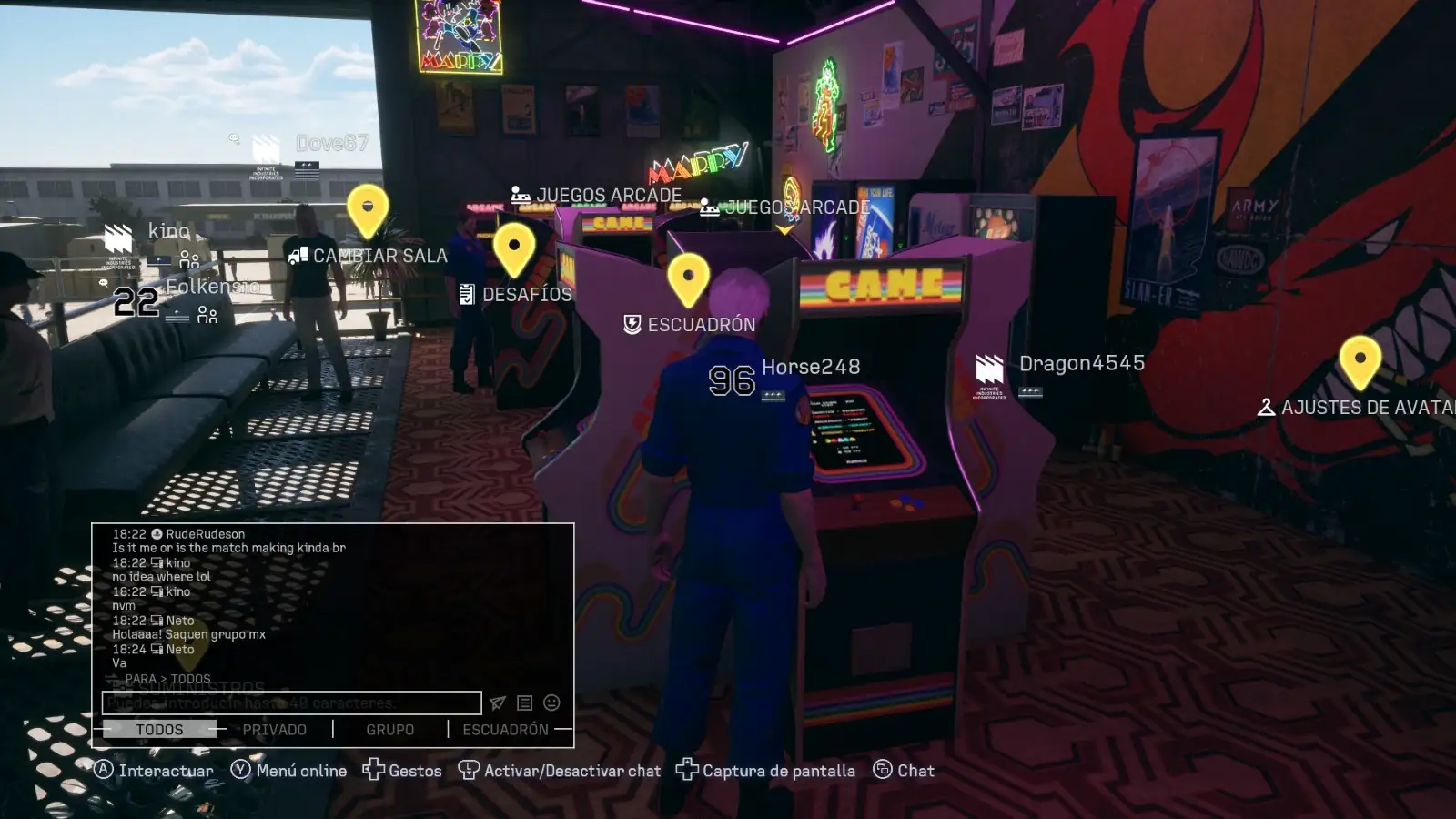 Salón arcade del lobby online con máquinas recreativas