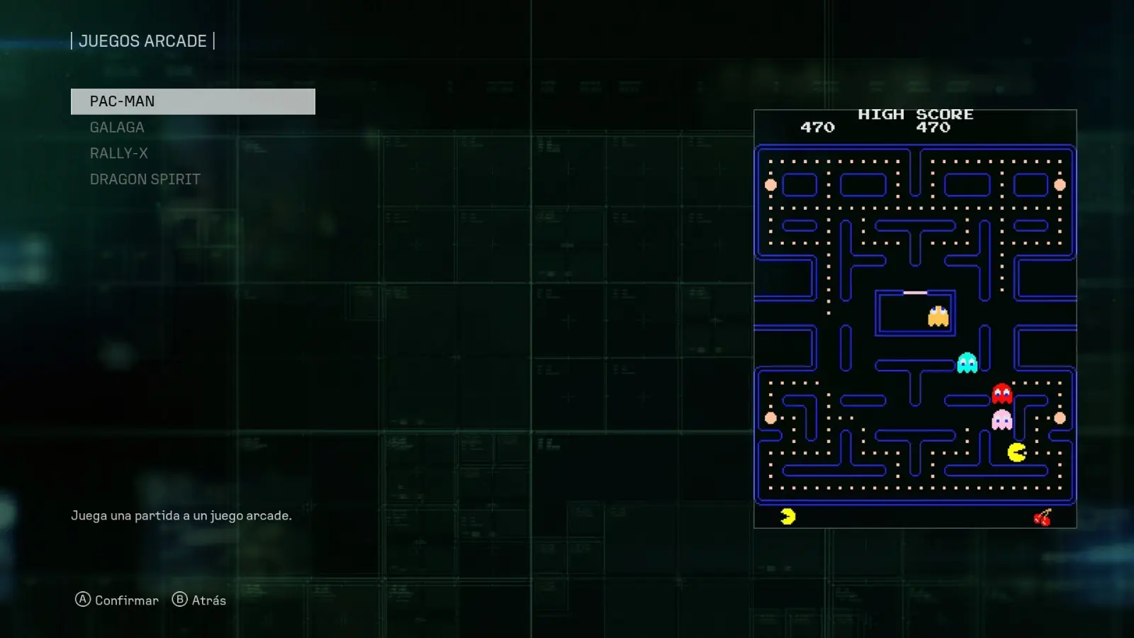 Máquina arcade jugable de Pac-Man dentro del lobby de Ace Combat 8