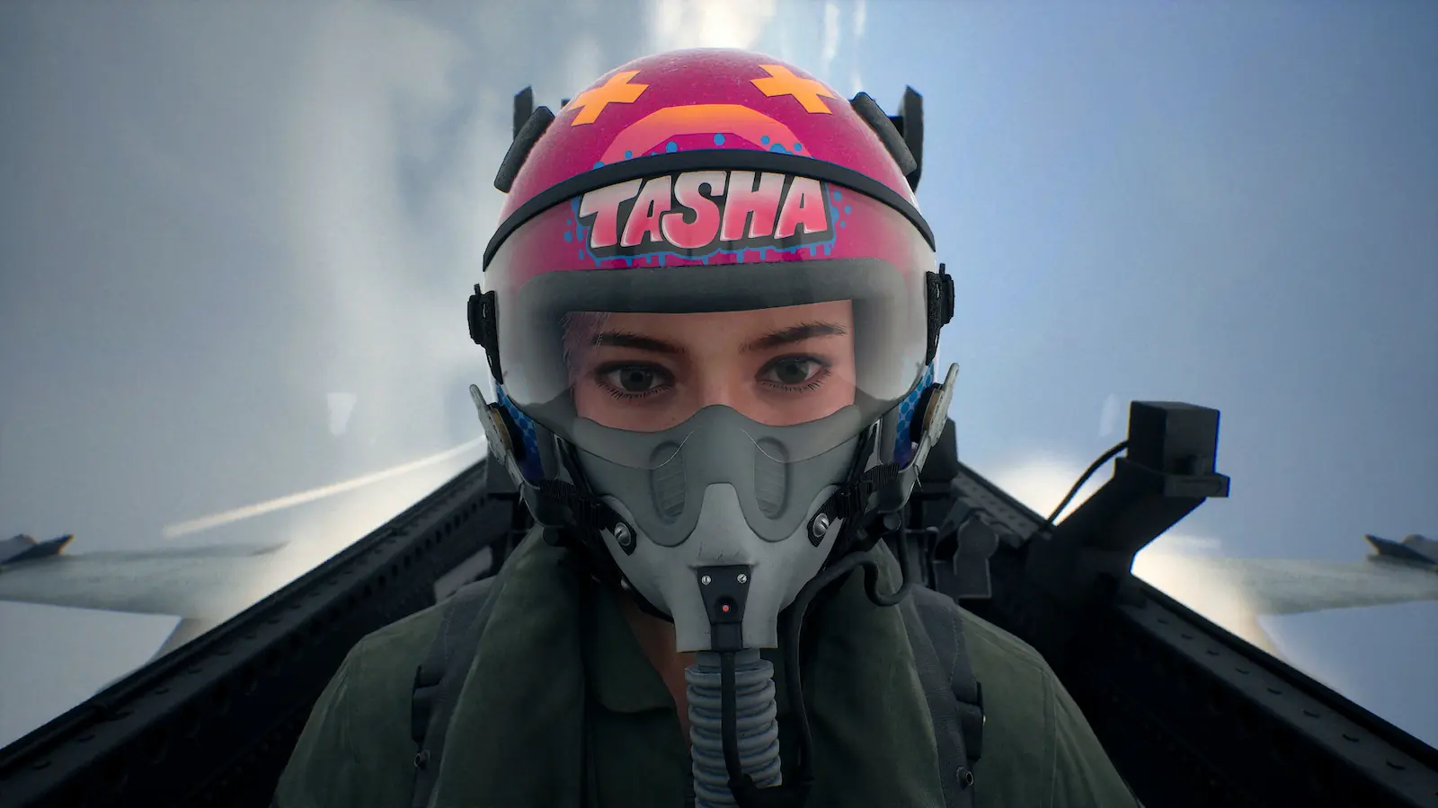 Primer plano de la piloto Tasha dentro de la cabina