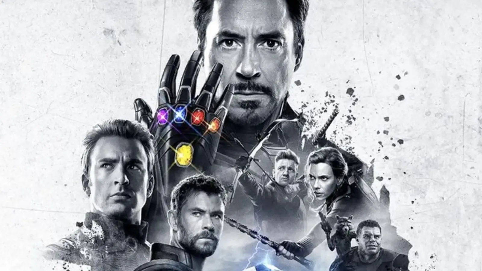 Arte promocional de Avengers: Endgame con Iron Man y el Guantelete del Infinito