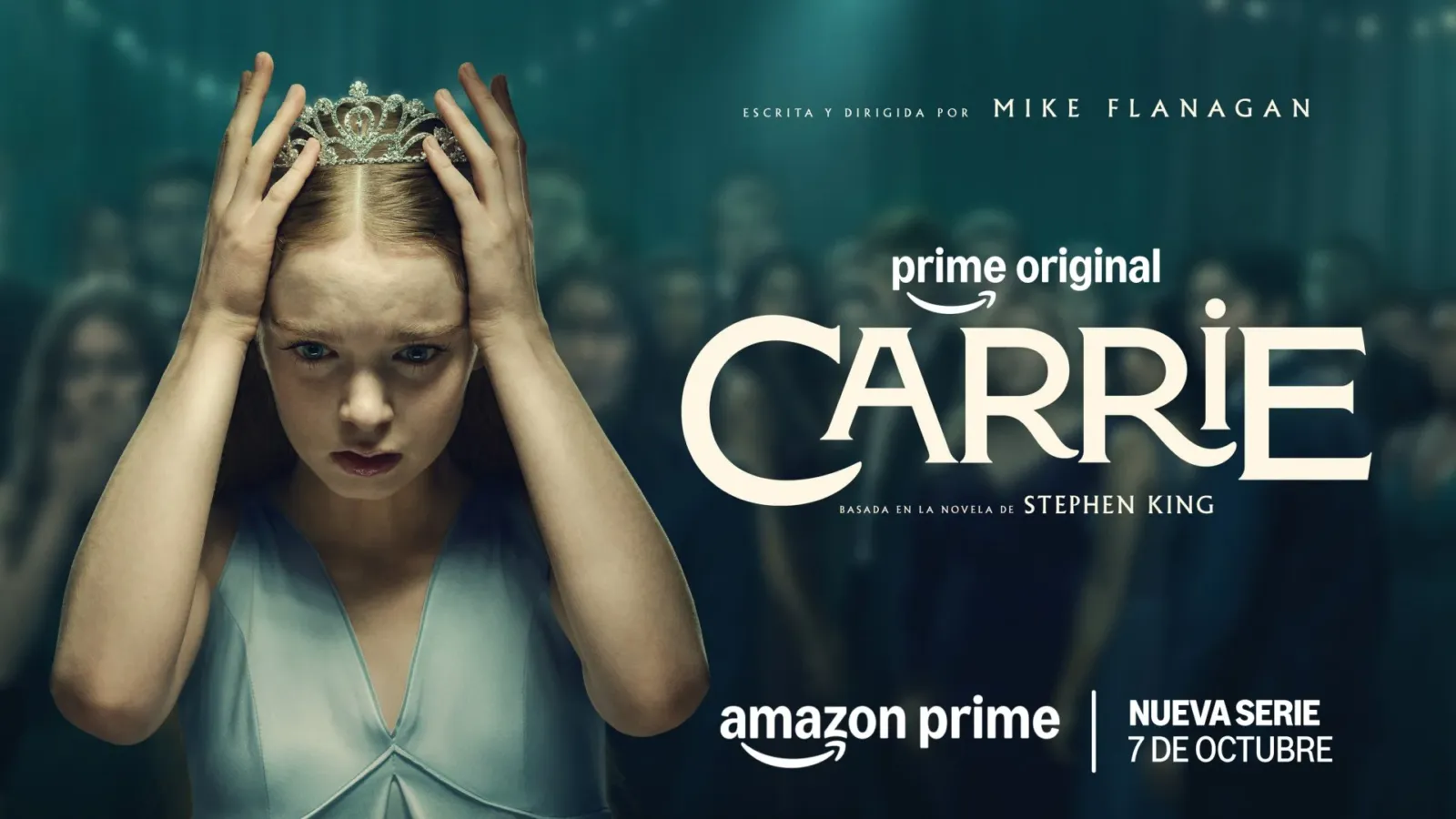 Póster oficial de la serie Carrie de Prime Video con la fecha de estreno del 7 de octubre