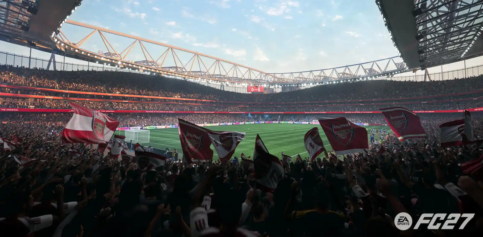 El Emirates Stadium del Arsenal reconstruido en EA Sports FC 27, con la hinchada y las banderas en las tribunas