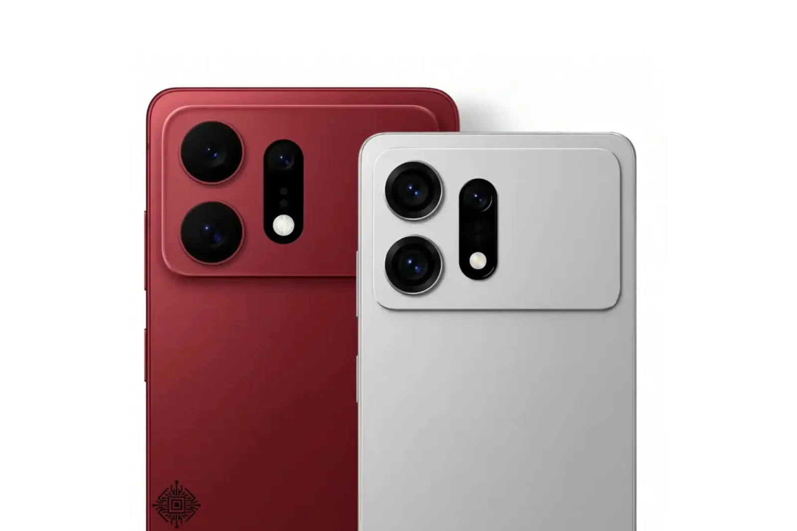 Dos smartphones Samsung Galaxy de gama alta vistos de espaldas, en rojo y plateado, con el módulo de cámaras rediseñado