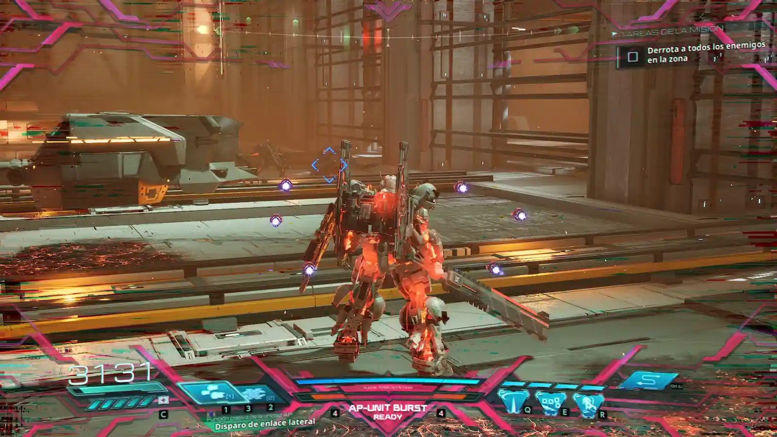 Indicador de AP-Unit Burst listo para activarse en Gundam Rogue Orbit