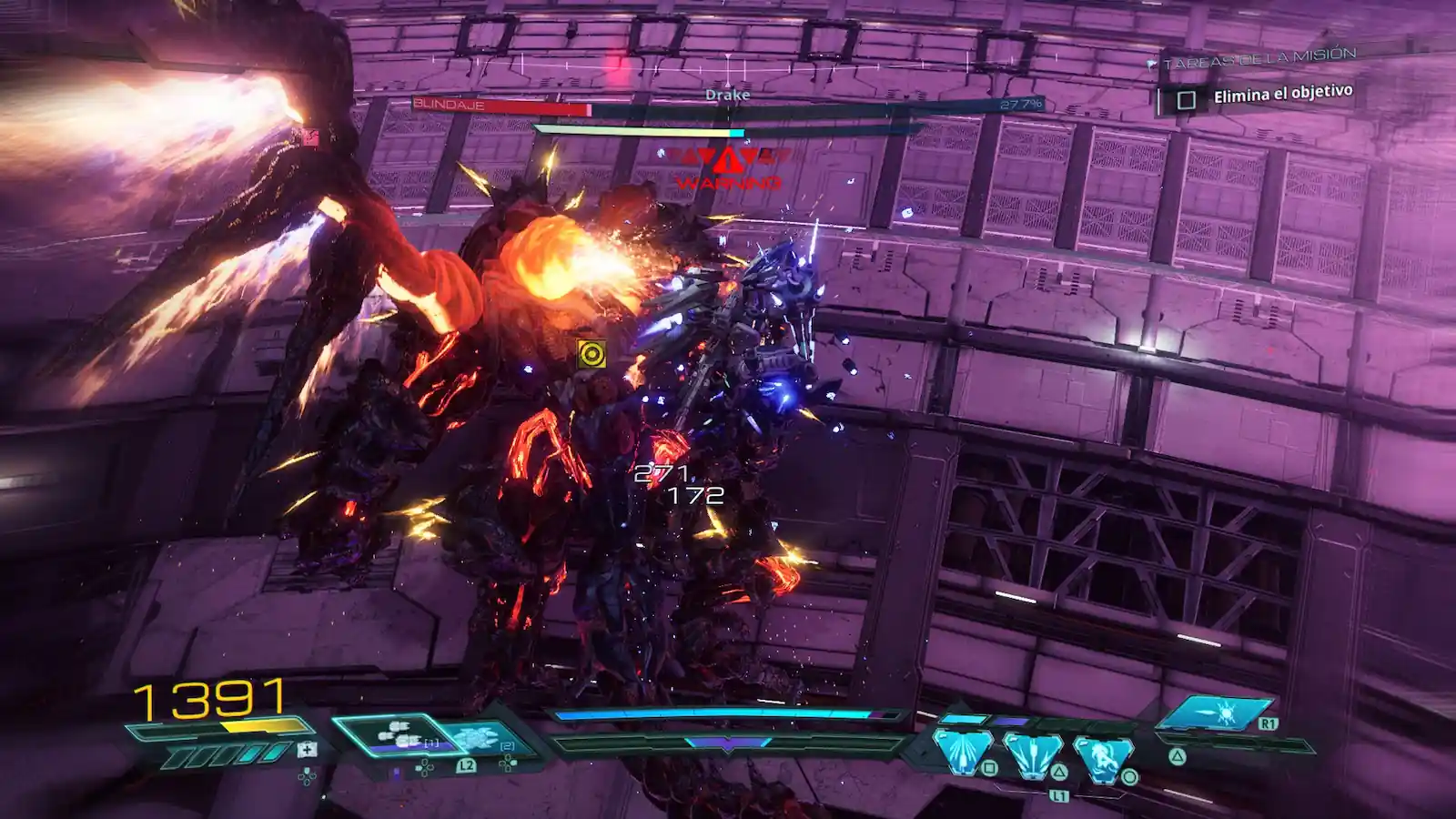 Enfrentamiento contra el jefe Drake, un enemigo apocalipsis, en Gundam Rogue Orbit