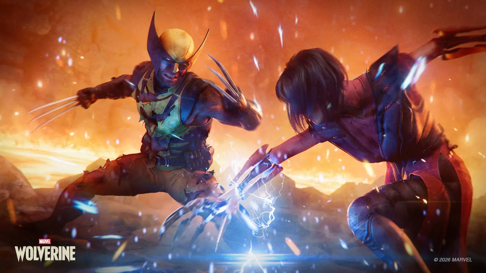 Wolverine cruza sus garras con una enemiga en el arte oficial de Marvel's Wolverine para PS5