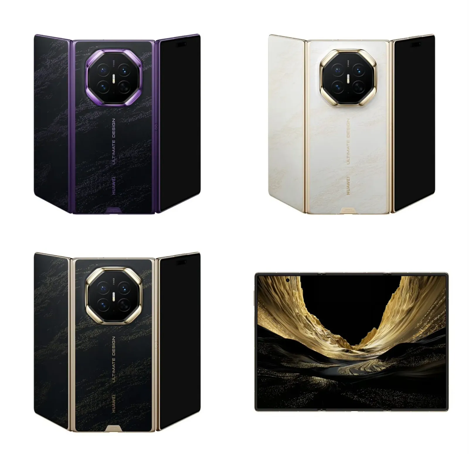 Los colores del Huawei Mate XT 2: violeta, blanco y negro