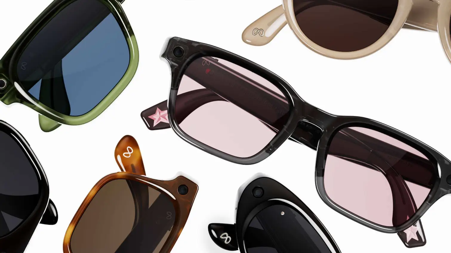 Varios modelos de la colección Meta Glasses en distintos colores y formas de armazón